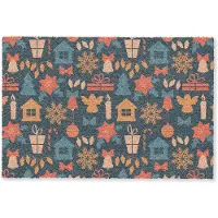MuchoWow Deurmat 90x60 cm - Droogloopmat Patroon - Kerst - Symbolen - Blauw - Mat voor binnen - Schoonloopmat - Deurmatten met print - Inloopmat