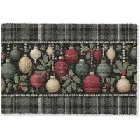 MuchoWow Deurmat 60x40 cm - Droogloopmat Kerstballen - Rood - Hulsttakken - Patroon - Mat voor binnen - Schoonloopmat - Deurmatten met print - Inloopmat