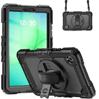 Accezz Rugged Backcover met schouderstrap voor de Samsung Galaxy Tab A11 Plus - Zwart