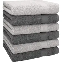 Betz 6 stuks handdoeken, premium 100% katoen, afmetingen 50 cm x 100 cm, zilvergrijs/antraciet