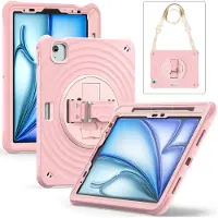 Rixus RXTC08 Anti Shock Case For Apple iPad Pro 13 inch (2024) Cherry Blossoms Pink
