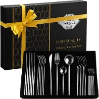 Phreeze Bestekset 24 Delig Zilver RVS - Bestekset voor 6 Personen - Compleet met vorken, lepels, messen en theelepels Set