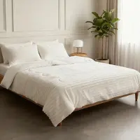 Zavelo Easy All in One Wasbaar Dekbed Rib met Kussensloop Beige - 1-persoons (140x200 cm) - Dekbed zonder overtrek - Hoesloos Dekbed - Wasbaar