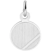 The Jewelry Collection Zilver Gerhodineerde Graveerhanger rond gediamanteerd 1333353
