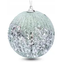 Cadro Groene Kerstbal 8 cm met Paillette - Decoratieve kerstboomversieringen