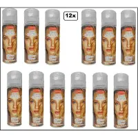 Goodmark 12x Glitter zilver haarspray 125ml - Hair and Body glitter haarspray - Thema feest kerst optocht fun