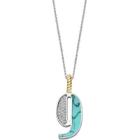 Ti sento Dames Hanger - 925 zilver - Cijfer 9 - Turquoise - 6841TQ_9