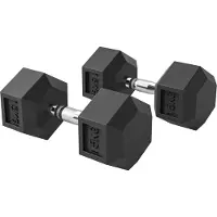 HOMCOM Rubberen Dumbbell Metaal, Rubber 15,5B x 15,5T x 33,6H cm Zwart