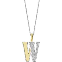 Ti sento Dames Hanger - 925 zilver - Letter W - Zirkonia met geel verguld - 6840ZY_W