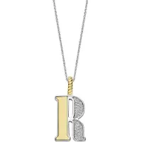 Ti sento Dames Hanger - 925 zilver - Letter R - Zirkonia met geel verguld - 6840ZY_R