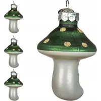 Kaemingk Glazen Groene Paddenstoel Kerstballen 4 stuks 7cm