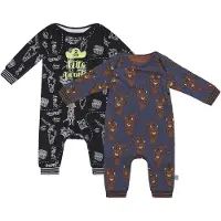 Charlie Choe - 2pack - Navy - Zwart Boxpak - Salopette - Kruippakje - Babypakje - Jumpsuit - Geboortepakje - Romper - Piraten - Tijgers - Maat 56