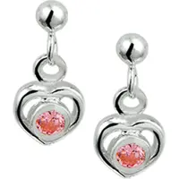 The Jewelry Collection Zilveren Oorhangers hart strass 1019450