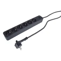 Q-Link stekkerdoos - 6-voudig - randaarde - met overspanningsbeveiliging - plat - met schakelaar - 3 x 1.5 mm² - 1.5 m - zwart