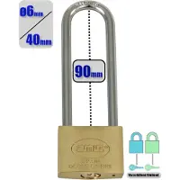 AMIG Hangslot Messing Ø6/40mm Extra Lange Beugel 90mm 2 Sleutels - Dubbel Slot Verschillend Sluitend