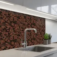 KitchenYeah Keuken achterwand 80x60 cm - Spatscherm zelfklevend Graniet - Rood - Zwart - Muurbeschermer - Spatwand fornuis