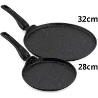 Cheffinger Pannenkoekenpannen Set - 28cm & 32cm - Zwart - Inductie - Set van 2 - Pannenkoekenpan