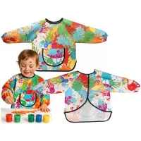 Kruzzel Knutsel schort/verfschort voor peuters - 5x - kinderen - met zak - 1-3 jaar - multi kleuren - waterdicht