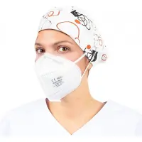 Enfermania Operatie Muts Met Knopen - Voor Lange Haren - Met Leuke Print- Stethoscoop - One-size-fits-all