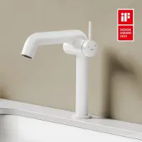 Emke Wastafelkraan - Waterbesparend Mengkraan - Incl. Aansluitingen - Lage Uitloop 15cm - Wit