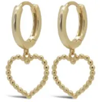 Karma - oorbellen - oorhangers - Earrings hoops Milly open hearts - 925 sterling zilver - 14k gouden plating - 28 MM