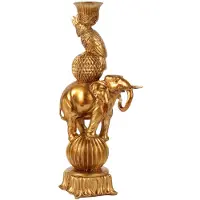 Baroque - Kandelaar - Kandelaar Olifant 27 cm - Goud - Resin - 27x11.5x8.5 - Polyresin