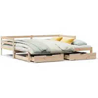 vidaXL Slaapbank met onderschuifbed en lades zonder matras 90x190 cm