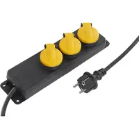 Q-Link stekkerdoos - 3-voudig - randaarde - H05RR-F - IP44 - 3 x 1.5 mmÂ² - 3 m - zwart