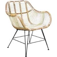 Sweet living Rotan Stoel Tess - Naturel - Rotan loungestoel - Terrasstoel - 65x55xH80 cm