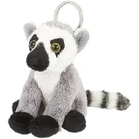 Ravensden 8x Pluche grijze ringstaartmaki sleutelhangers 10 cm - Apen dieren sleutelhangers- Speelgoed voor kinderen