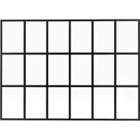Vente-unique Glazen binnenraam in orangeriestijl van gepoederlakt aluminium - 180 x 130 cm - Zwart - ORANSA