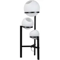 Expo ETH Orb Opal vloerlamp 3x E27 opaal glas 25-30-40cm / zwart H140cm