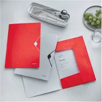 Leitz WOW Kunststof Elastomap voor A4 Documenten - 3-Klepsmap voor 150 Vel - Rood