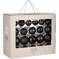 Mica Decorations Kerstballen Set - 42 Stuks - Ø7 cm - Glas - Zwart