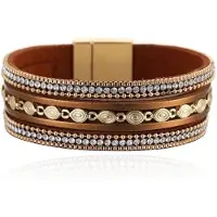 Deja Jewels DEJA Brede Armband goudkleurig met ovale schakels in cognac