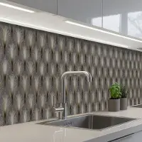 KitchenYeah Keuken achterwand 400x60 cm - Spatscherm zelfklevend Waaierstralen - Goud - Antraciet - Muurbeschermer - Spatwand fornuis