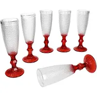 MamboCat 6-delig RUBIN champagneglazen rood van glas – 77094