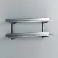 Gastro-Inox Dubbele Wandplank van RVS,, 1300(l)x400(d)mm - 303.221 - Horeca & Professioneel