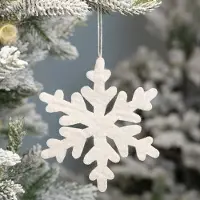 Sjaal met Verhaal Wolvilt Hanger Sneeuwvlok Offwhite - Medium - Fairtrade Homedeco - 16cm