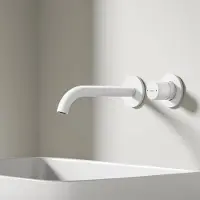 Emke Inbouw Wastafelkraan - Warm en Koud Mengkraan - 17 cm Uitloop - Eéngreeps - Wandmontage - Wit