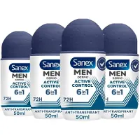 Sanex Deo Roller - Men Active Control - 4 x 50 ml Voordeelverpakking