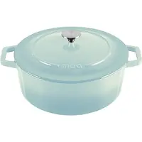 Moa Gietijzeren Braadpan - 7,2L - Voor Alle Warmtebronnen incl. Inductie - Met Deksel - Ø 30cm - Anti-Aanbaklaag - Lichtblauw