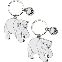 Nature Planet Metalen sleutelhanger van een ijsbeer - 2x - 5 cm - Dieren cadeau artikelen - Kinderen