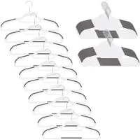 Springos Kledinghangers | Kledinghanger | 30 Stuks | Anti-slip | Grijs/Wit
