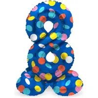 Folat - Staande folieballon Cijfer 8 Colorful Dots - 41 cm