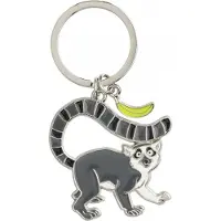 Nature Planet Metalen sleutelhanger van een ringstaart maki aap - 5 cm - Dieren cadeau artikelen - Kinderen