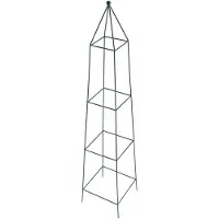 Kadax Klimhulp, rankobelisk van staal, vrijstaand, obelisk, ranktoren voor tuin, klimplanten, rozen, piramide, rankzuil, rankframe, klimframe, weerbestendig, decoratie, groen, 25 x 120 cm