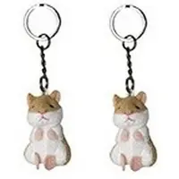 Nature Planet Pluche knuffeldier sleutelhanger - 6x stuks - hamster - 6 cm - dieren sleutelhangers