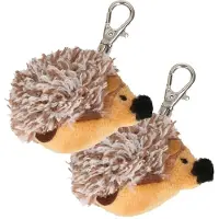 Nature Planet Egel - 2x - pluche knuffel dier - sleutelhanger - 5 cm - tuin dieren