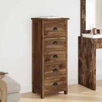 vidaXL Ladekast met lade Naturel 45 x 35 x 110 cm Massief Teakhout